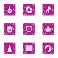 Small age icons set, grunge style Royalty Free Stock Photo