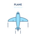 Small aircraft plane icon. Vector flat outline illustration of a small plane, glider. Represents a concept of glider plane, crop Royalty Free Stock Photo