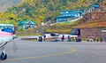 Small aircraft of `Simrik Airlines` prepare for taking off in Tenzing Hillary Airport