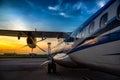 A small airliner parked in the airport Royalty Free Stock Photo