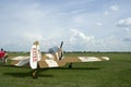 Small airplane at aviation show, raw