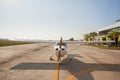 Small airplane with propeller in front. Royalty Free Stock Photo