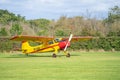 Small airplane ready to take off on the airfield