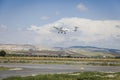 Small airplane on the runway to fly Royalty Free Stock Photo