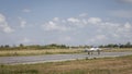 Small airplane on the runway to fly Royalty Free Stock Photo