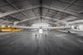 Small airplanes in storage at small aerodrome. Royalty Free Stock Photo