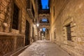 Small alley in the Gothic Quarter in Barcelona at night