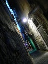 Small alley Naples italy night lantern