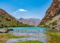 Small Alo mountain lake with turquoise water on rocky mountain