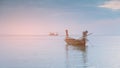 Small alone fishing boat seascape seacoast skyline Royalty Free Stock Photo