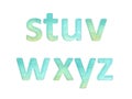 small alphabet of golden turquoise teal water cyan letters s t u v w x y z Royalty Free Stock Photo