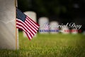 Small American flag at National cemetary - Memorial Day display - Royalty Free Stock Photo