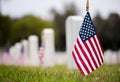 Small American flag at National cemetary - Memorial Day display Royalty Free Stock Photo