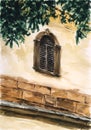 Small ancient window on wall Royalty Free Stock Photo