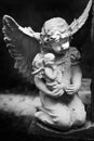 Small Angel Statue holding child Wings Religion