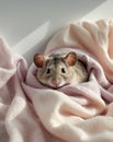 A small animal is curled up in a blanket Royalty Free Stock Photo