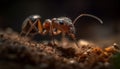 Small ant colony working together for food generated by AI