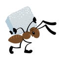 Small ant dragging a cargo. Children illustration Royalty Free Stock Photo