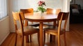 Small apartment with living room. Dining area, table and wooden chairs Royalty Free Stock Photo