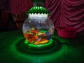 This is a small aquarium with gold fish inside in-this aquarium Royalty Free Stock Photo