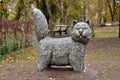 Small architectural form in the form of a small sculpture of a cat in the city Park