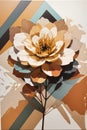 A small art with an acrylic of a geometric flower with an earth tone colors pattern