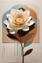 A small art with an acrylic of a geometric flower with an earth tone colors pattern