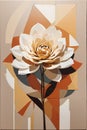 A small art with an acrylic of a geometric flower with an earth tone colors pattern