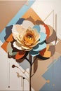 A small art with an acrylic of a geometric flower with an earth tone colors pattern