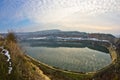 Small artifical lake on a sunny winter day