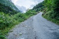 Small asphalted mountain road in the Appenzell alps in Switzerland. Ascending alpine mountain road in the alps of Switzerland Royalty Free Stock Photo