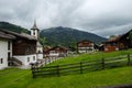 A small austrian village with typical houses and a church Royalty Free Stock Photo