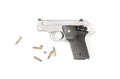 Small automatic gun .22 with bullet isolated Royalty Free Stock Photo