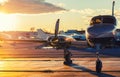 Small Aviation: Private Jet is Parked on a Tarmac in a Beautiful Royalty Free Stock Photo