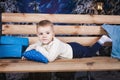 Child lying on the bench Royalty Free Stock Photo