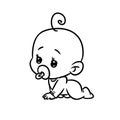 Small baby cartoon minimalism character coloring page