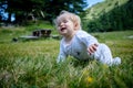 Small baby exploring the nature