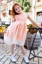 Small baby girl pretty kid happy childhood wear fashion dress Royalty Free Stock Photo