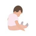 Small baby girl sitting, vector illustration