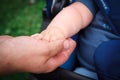 A small baby pen in the hand of an adult Royalty Free Stock Photo