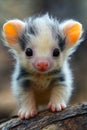 A small baby possum sitting on top of a tree branch Royalty Free Stock Photo
