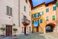 Small backstreet and colorful houses in Italy. Royalty Free Stock Photo