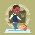 Small Bad School Boy Standing Over Class Board Hooligan Schoolboy Education Banner Royalty Free Stock Photo