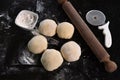 Small balls of fresh pizza dough Royalty Free Stock Photo