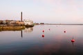 Port landscape in sunset