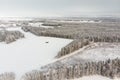 Small Barn House On the Snowy Fields Royalty Free Stock Photo