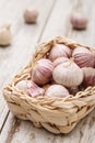 Small basket with garlic Royalty Free Stock Photo