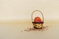 Small basket with painted Easter egg Royalty Free Stock Photo
