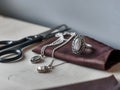 Small batch custom jewelry being crafted Royalty Free Stock Photo