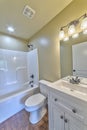 Small Bathroom in New Inexpensive Tract Home Royalty Free Stock Photo